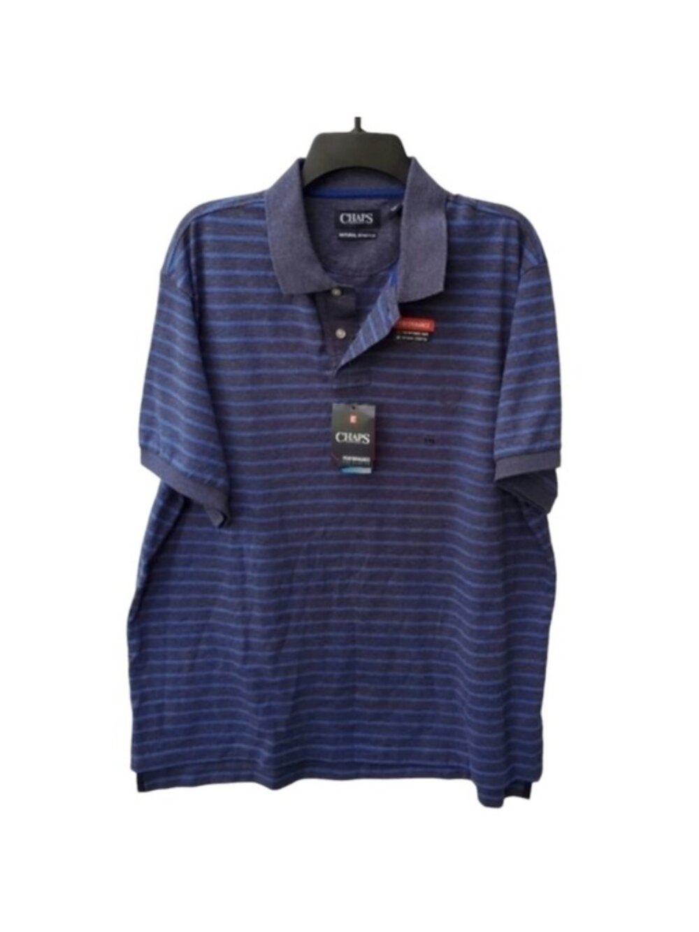 CHAPS Striped Polo Blue on Blue NWT! Sz XXL